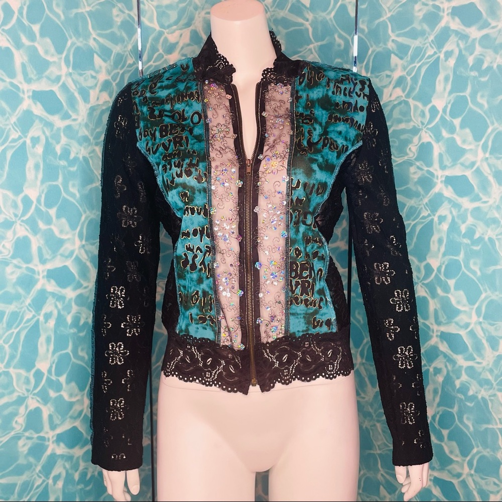 COPY - NWOT Lace Zip Sequin Patchwork shirt-jac style like Free People Hale Bob